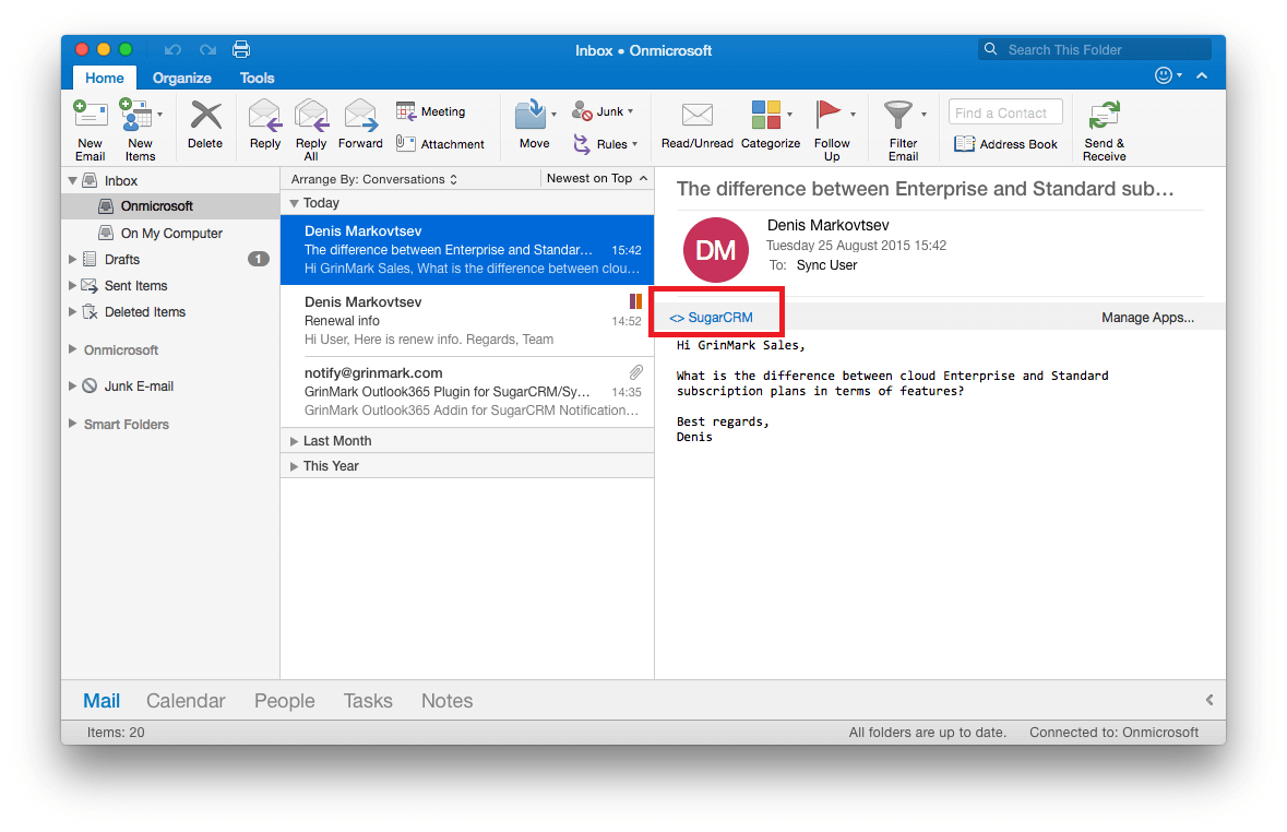 outlook 2011 for mac set days to keep mail